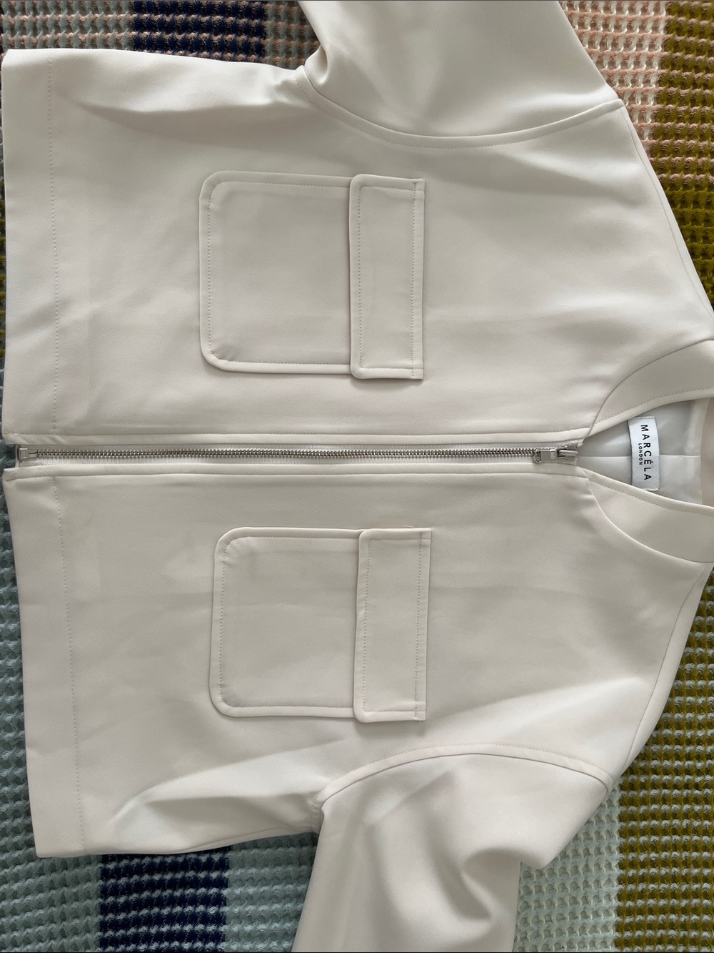 Marcela London Cream Zip Jacket with Patch Pockets